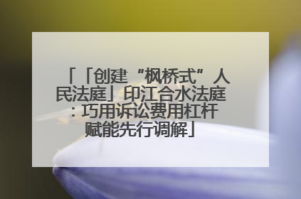 「创建“枫桥式”人民法庭」印江合水法庭：巧用诉讼费用杠杆 赋能先行调解