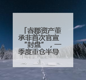 睿郡资产董承非首次官宣“封盘”，一季度重仓半导体