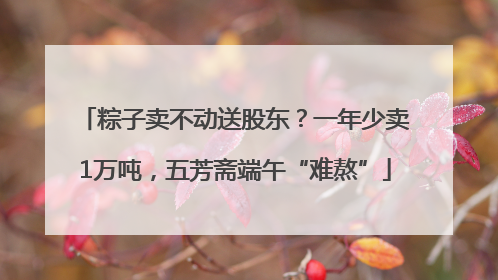 粽子卖不动送股东？一年少卖1万吨，五芳斋端午“难熬”