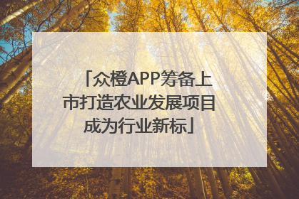 众橙APP筹备上市打造农业发展项目成为行业新标