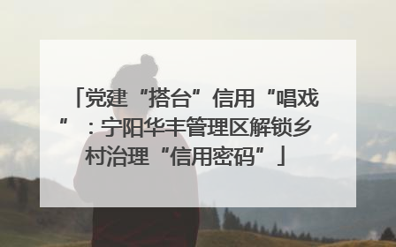 党建“搭台”信用“唱戏”：宁阳华丰管理区解锁乡村治理“信用密码”