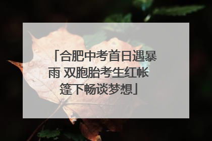 合肥中考首日遇暴雨 双胞胎考生红帐篷下畅谈梦想