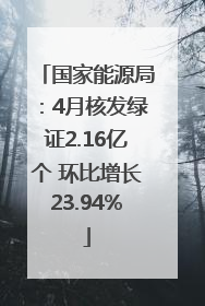 国家能源局：4月核发绿证2.16亿个 环比增长23.94%