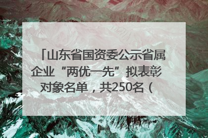 山东省国资委公示省属企业“两优一先”拟表彰对象名单，共250名（个）党员和党组织