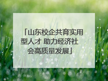 山东校企共育实用型人才 助力经济社会高质量发展