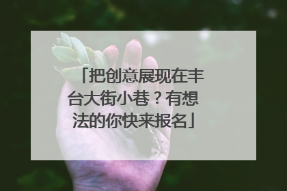 把创意展现在丰台大街小巷？有想法的你快来报名