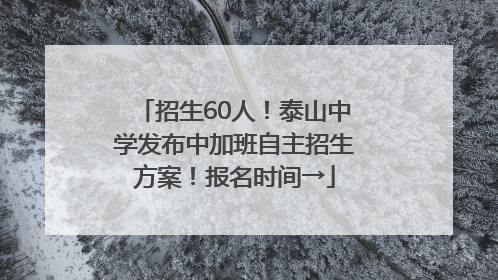 招生60人！泰山中学发布中加班自主招生方案！报名时间→