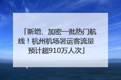 新增、加密一批热门航线！杭州机场暑运客流量预计超910万人次