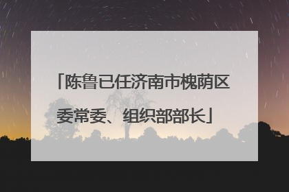 陈鲁已任济南市槐荫区委常委、组织部部长