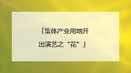 集体产业用地开出演艺之“花”