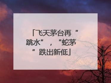 飞天茅台再“跳水”，“蛇茅”跌出新低